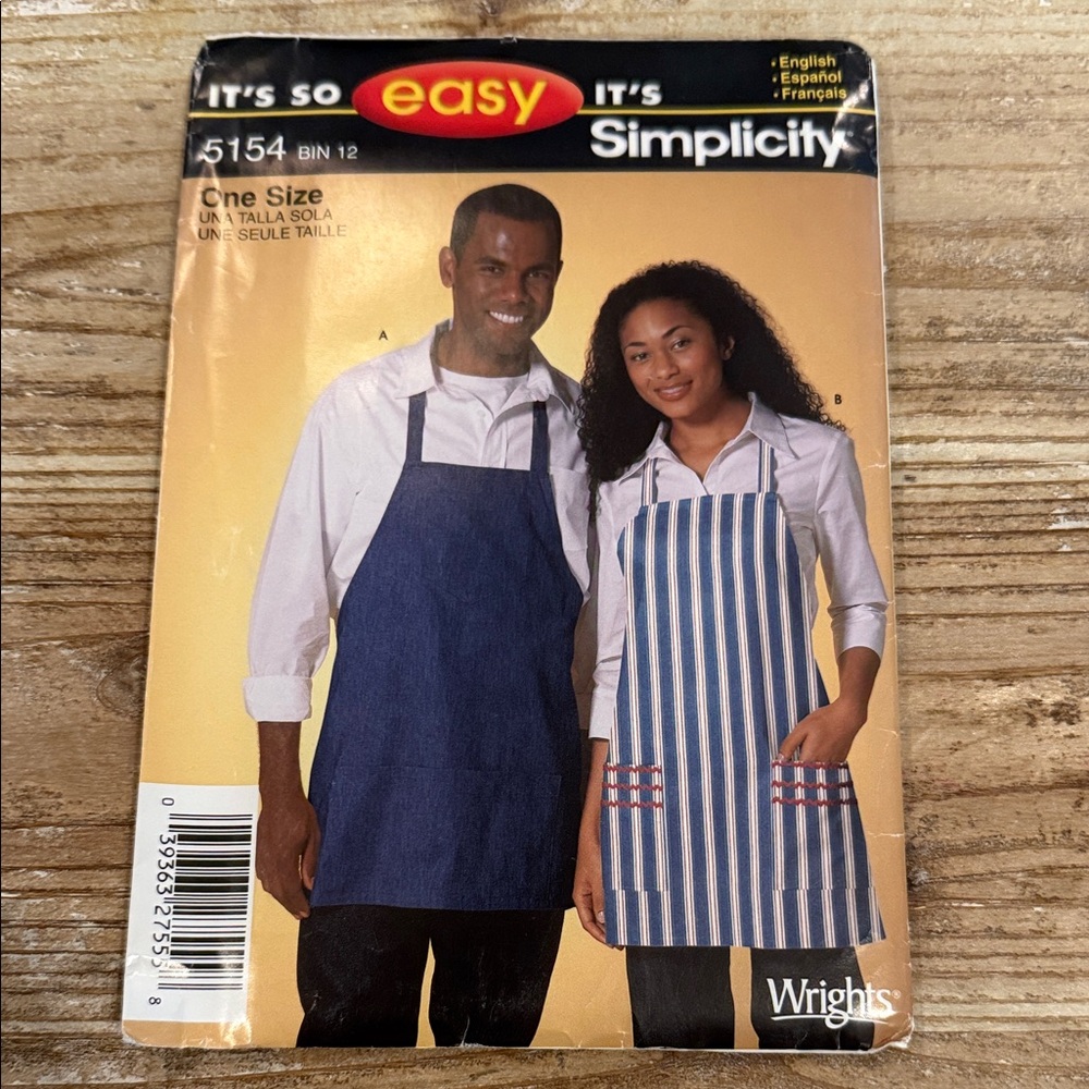 Vintage Simplicity Easy Unisex Apron Uncut Sewing Pattern 5154